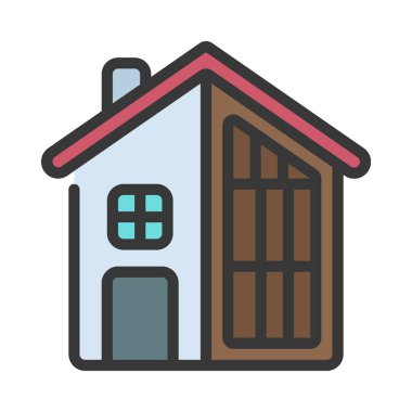 Yarı Yapılmış Ev simgesi, vektör illüstrasyonu 