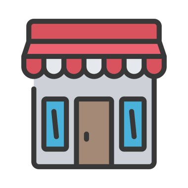 Dükkanı düz simgesi, vektör çizim