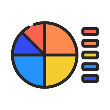 Pie Chart Key beyaz arkaplanda izole edildi. Mali ve iş konsepti.