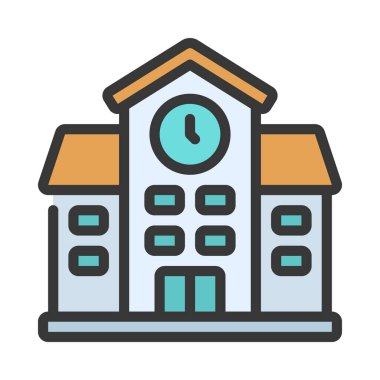 okul binası ikon vektör illüstrasyonu            