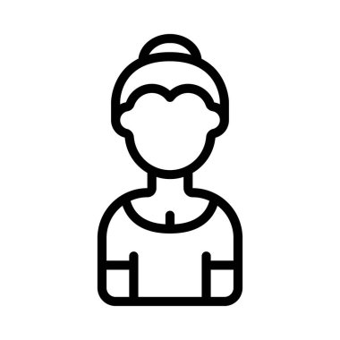 Saç Çöreği Kadın web simgesi düz tasarım, vektör illüstrasyonu