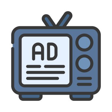 TV ekran simgesi, vektör illüstrasyonu basit tasarım