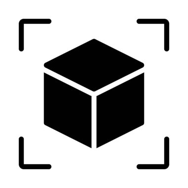 3B Küp simgesini tara, vektör illüstrasyonu basit tasarım