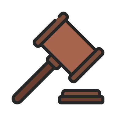 Yargıç Hammer web simgesi düz tasarım, vektör illüstrasyonu