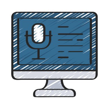 Bilgisayar Ses Bilgisi simgesi, vektör illüstrasyonu  