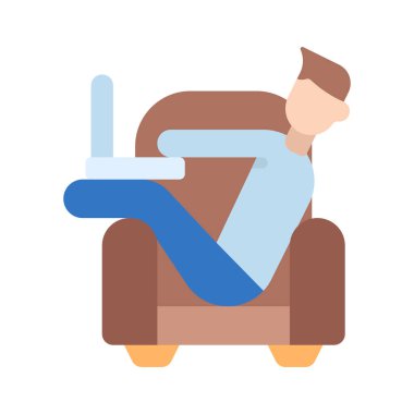 Rahat Adam Düz simge çalışıyor, vektör illüstrasyonu