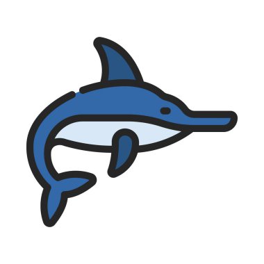  Kılıç balığı simgesi vektör illüstrasyonu