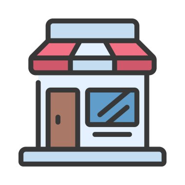 Dükkanı düz simgesi, vektör çizim