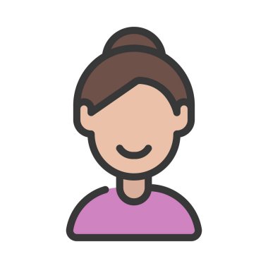 Happy Girl web simgesi düz tasarım, vektör illüstrasyonu