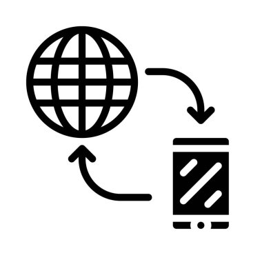 Düz tasarım içindeki küresel ağ simgesini