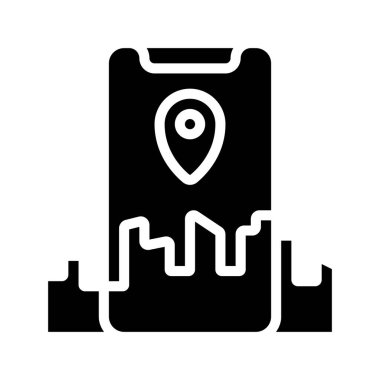 Basit Şehir konum simgesi, vektör illüstrasyonu