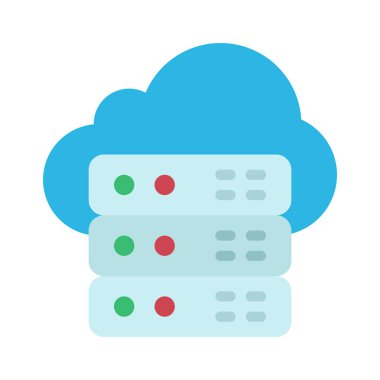 Bulut Sunucuları Simgesi, Vektör İllüstrasyonu