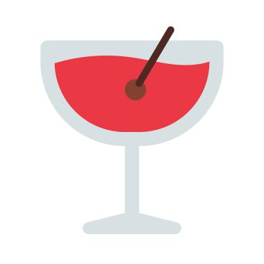 Kokteyl ikonu, düz stil.