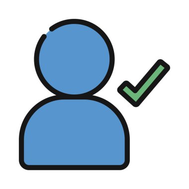 Onaylanmış kullanıcı simgesi vektör illüstrasyonu