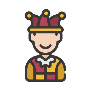 Court Jester düz simgesi, vektör illüstrasyonu 