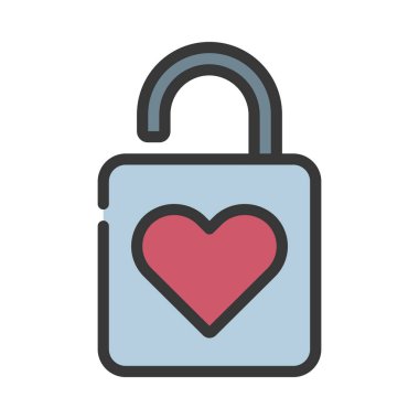 Aşk Kilidi simgesi, vektör illüstrasyonu