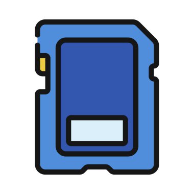 Beyaz arkaplanda SD kart simgesi, vektör illüstrasyonu