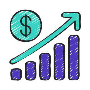 İş büyümesi çizelgesi ana hatları vektörü. İş büyümesi. veri analizi