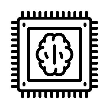 Yapay Zeka. Beyin sembolü tasarımı, vektör illüstrasyonu 