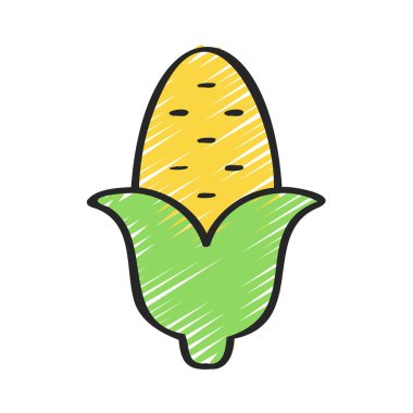 mısır koçanı düz simgesi, vektör illüstrasyonu