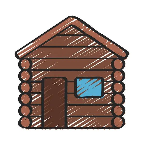Иконка Log Cabin Векторная Иллюстрация — стоковый вектор
