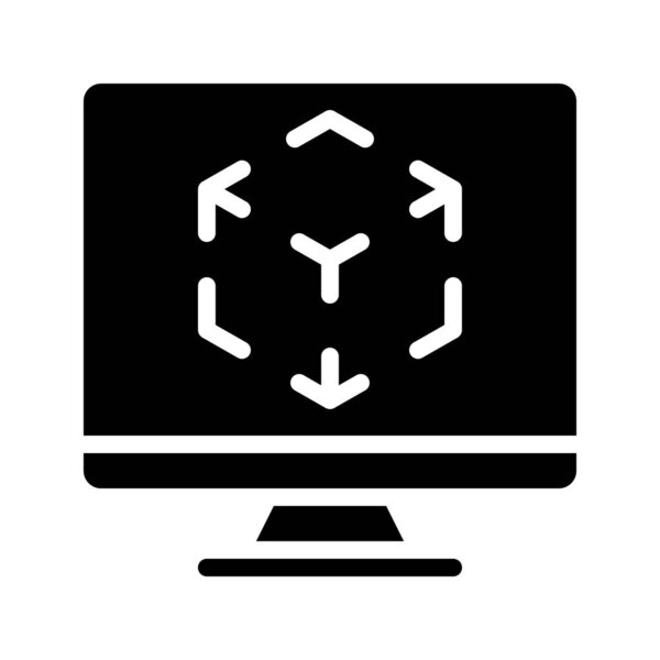 3D Cube Lines Computer icon, vector illustration  