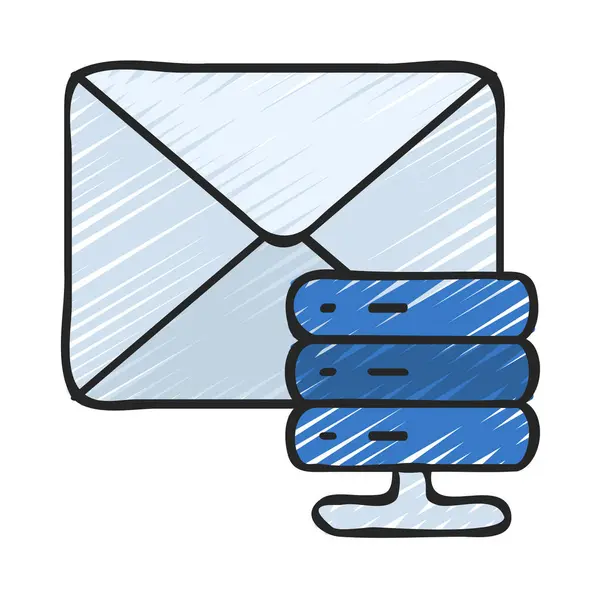 Desenho Animado Doodle Mail Ícone — Vetor de Stock