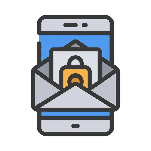 Secure Mobile Email Isolated Icon White Background — Stock Vector