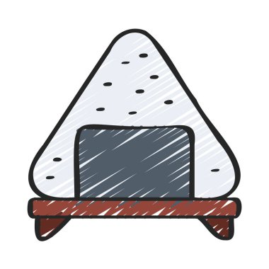 Japon Onigiri Gıda simgesi, vektör illüstrasyonu basit tasarım