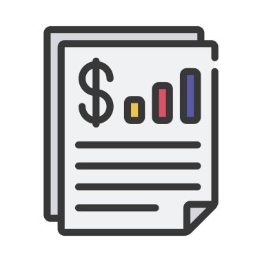 Para Belgesi simgesi, vektör illüstrasyonu 