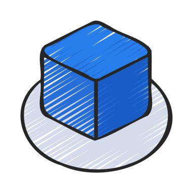 Çember simgesi üzerinde küp, vektör illüstrasyonu basit tasarım