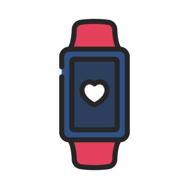  Fitness Smart Watch ikon vektör çizimi 