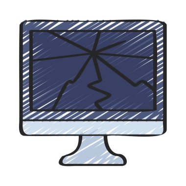 Çatlak Bilgisayar Ekran simgesi, vektör illüstrasyonu 