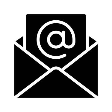 Email With At Symbol, Isolated Icon On White Background 