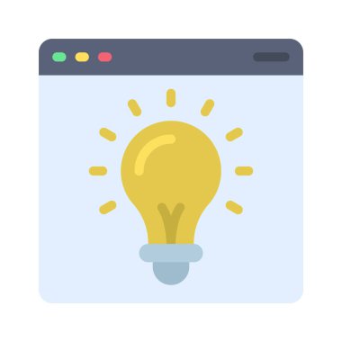 Tarayıcı simgesinde ampul, vektör illüstrasyonu