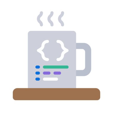 Code Coffee Web simgesi, vektör illüstrasyonu                         