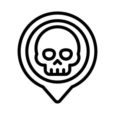 Konum nokta vektörü ince çizgi simgesi olan cadılar bayramı kafatası