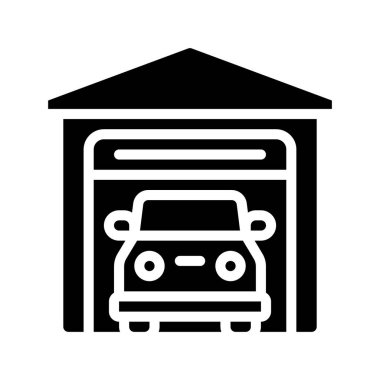araba garajı web simgesi vektör illüstrasyonu 