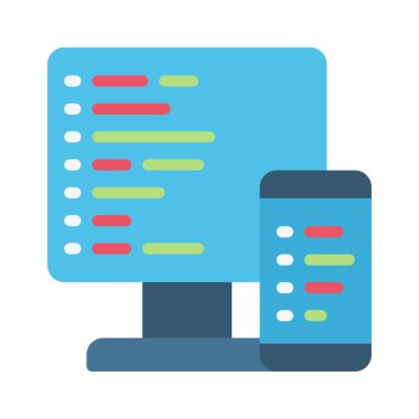 Web simgesi düz vektör tasarımı kodlanıyor                              