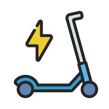 Elektrikli scooter simge vektör illüstrasyon