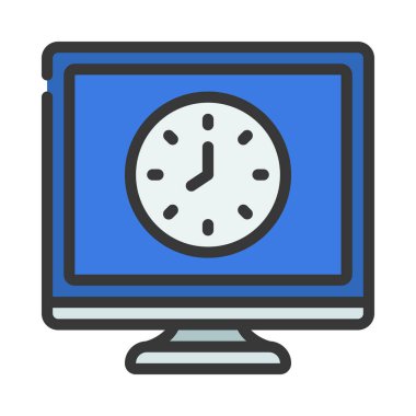 Bilgisayar Saat simgesi, vektör illüstrasyonu  