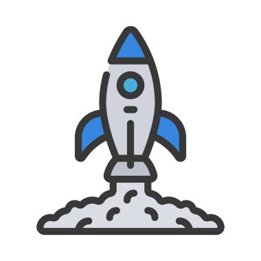 roket fırlatma simgesi, vektör çizimi basit tasarım 
