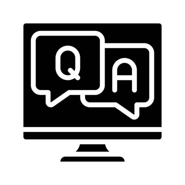 Q ve A Bilgisayar simgesi, vektör illüstrasyonu  