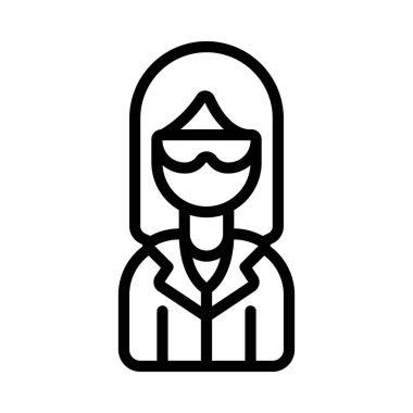 Kadın laboratuvar bilim adamı ikonu. Bilim kadını.     