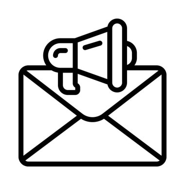 Hoparlörlü E- posta Pazarlaması, Beyaz Arkaplanda İzole Edilmiş Simge 