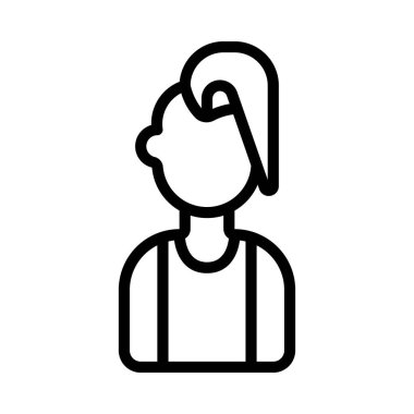 Punk Woman web simgesi düz tasarım, vektör illüstrasyonu