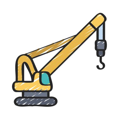 Vinç düz simgesi, vektör illüstrasyonu