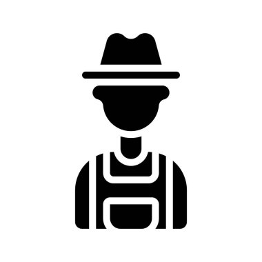 Çiftçi Adam web simgesi düz tasarım, vektör illüstrasyonu                    