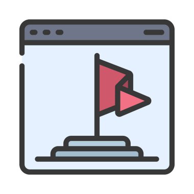 Bayrak web simgesi düz tasarım, vektör illüstrasyonu