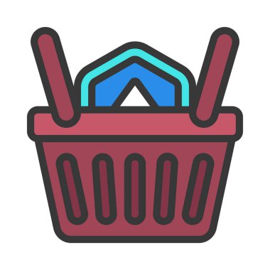 Token Basket web simgesi vektör illüstrasyonu 